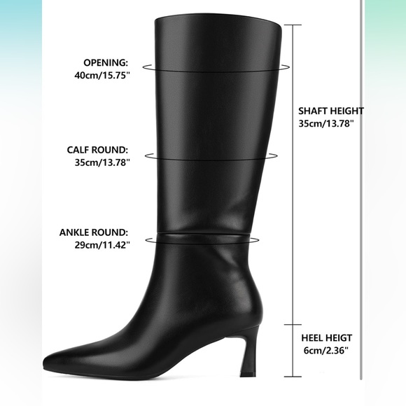 Knee High Black Boots with Wider Calf - Picture 4 of 9